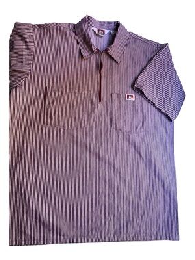 Ben Davis Half Zip Burgundy Striped Short Sleeve Shirt